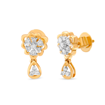 Daimond Earrings with drop with 14K Yellow Gold